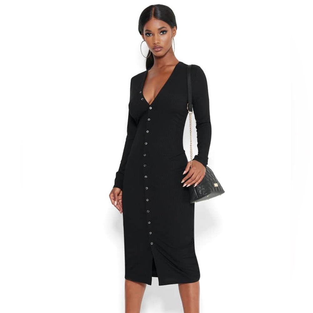 NWT Bebe Button Down Knit Midi Dress